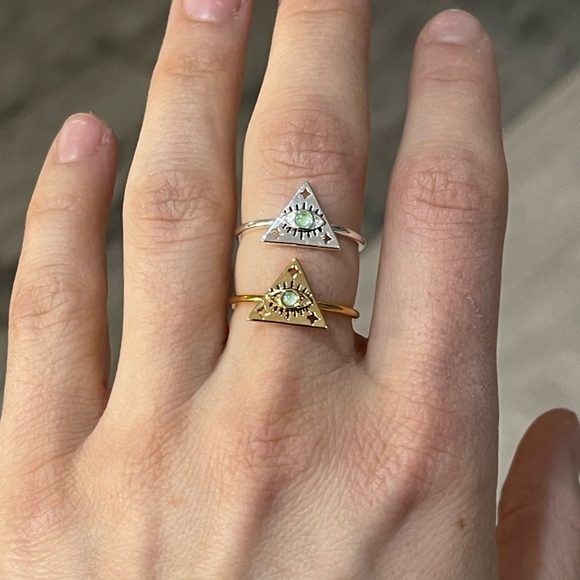 NEW Evil Eye 18k Gold Plated SS Moonstone Ring Sizes 6-8 - Picture 11 of 15